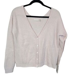 REVOLVE One Grey Day 100% Cashmere Pale Blush Pink V-Neck Cardigan NWT